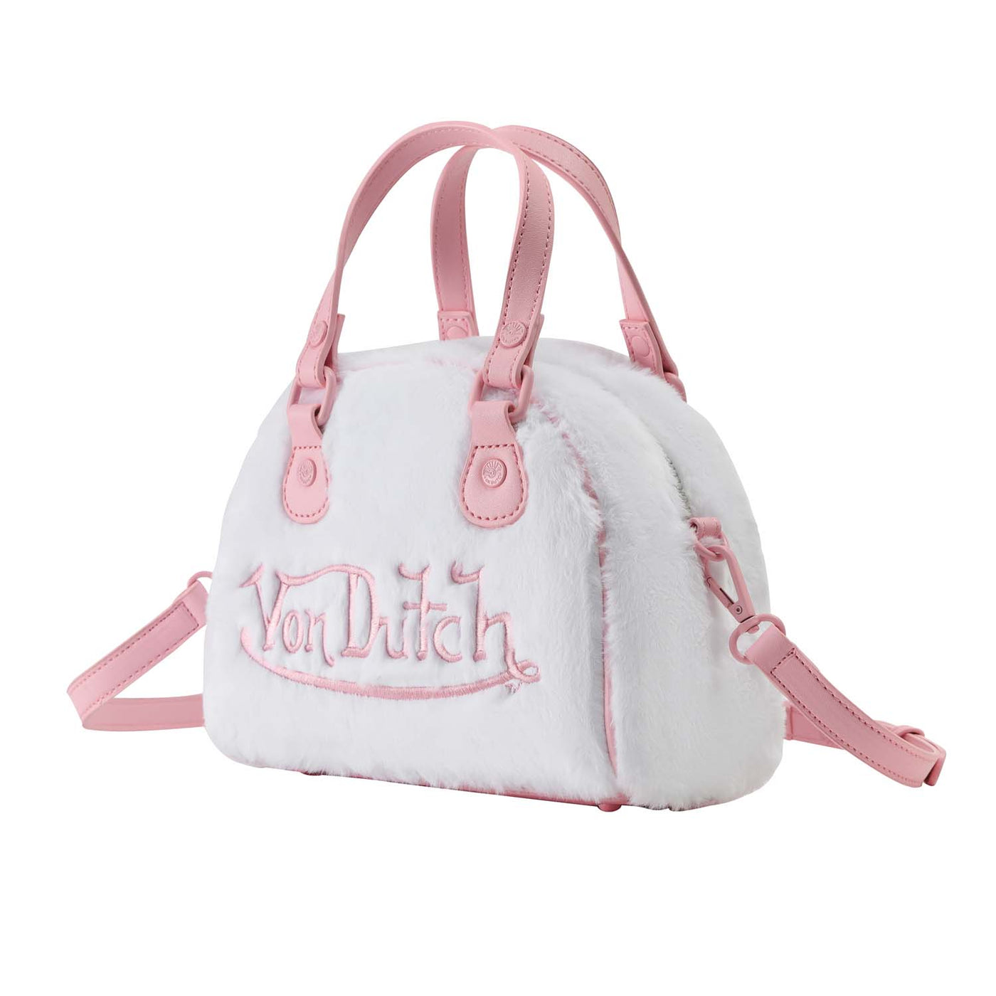 Von Dutch White Furry Bowling Bag