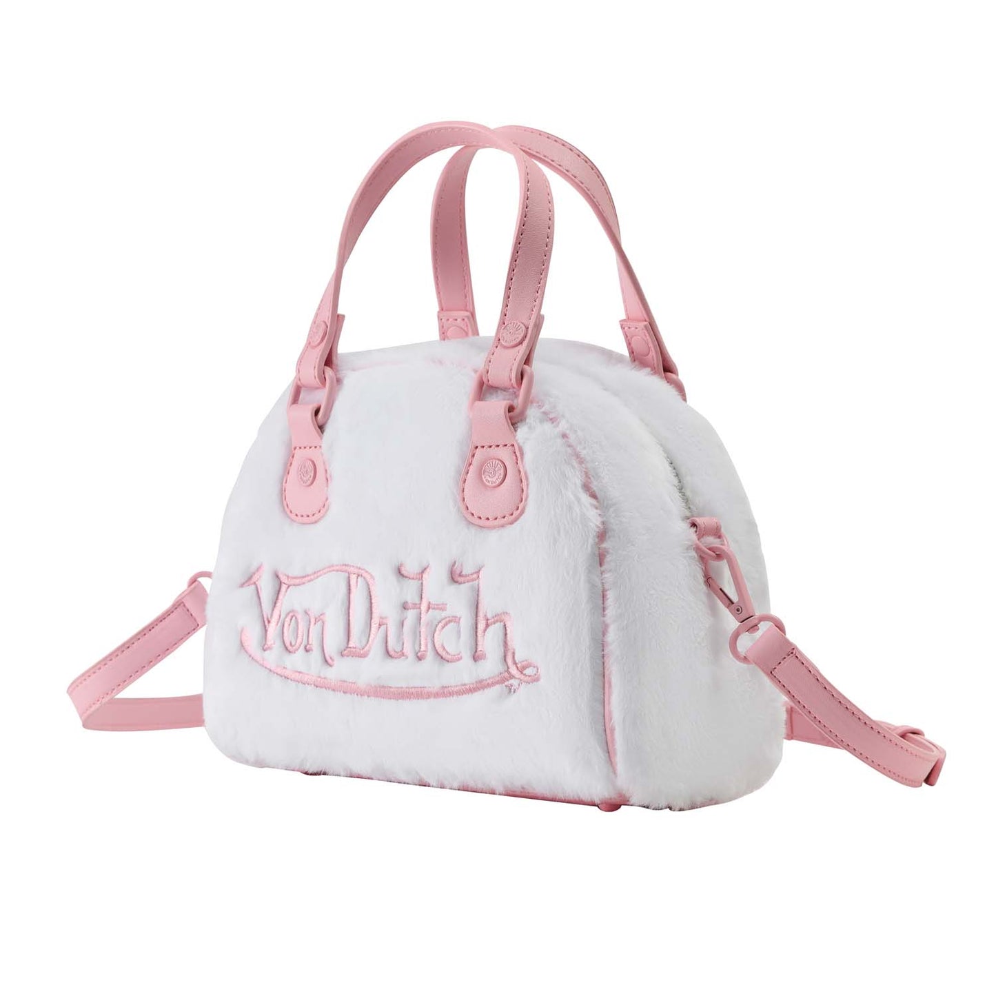 White and Pink Furry Bowling Bag