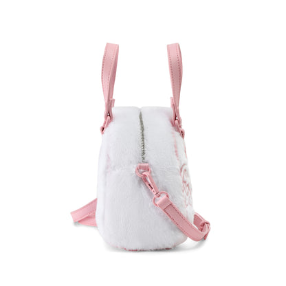 White and Pink Furry Bowling Bag