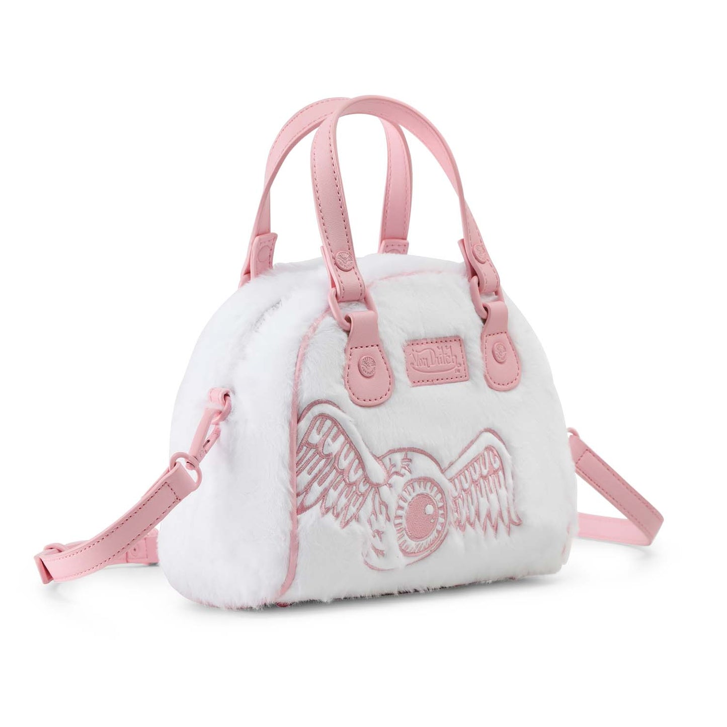 White and Pink Furry Bowling Bag