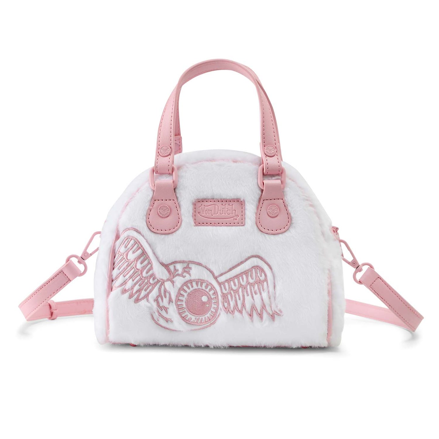 White and Pink Furry Bowling Bag