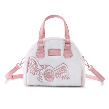 White and Pink Furry Bowling Bag
