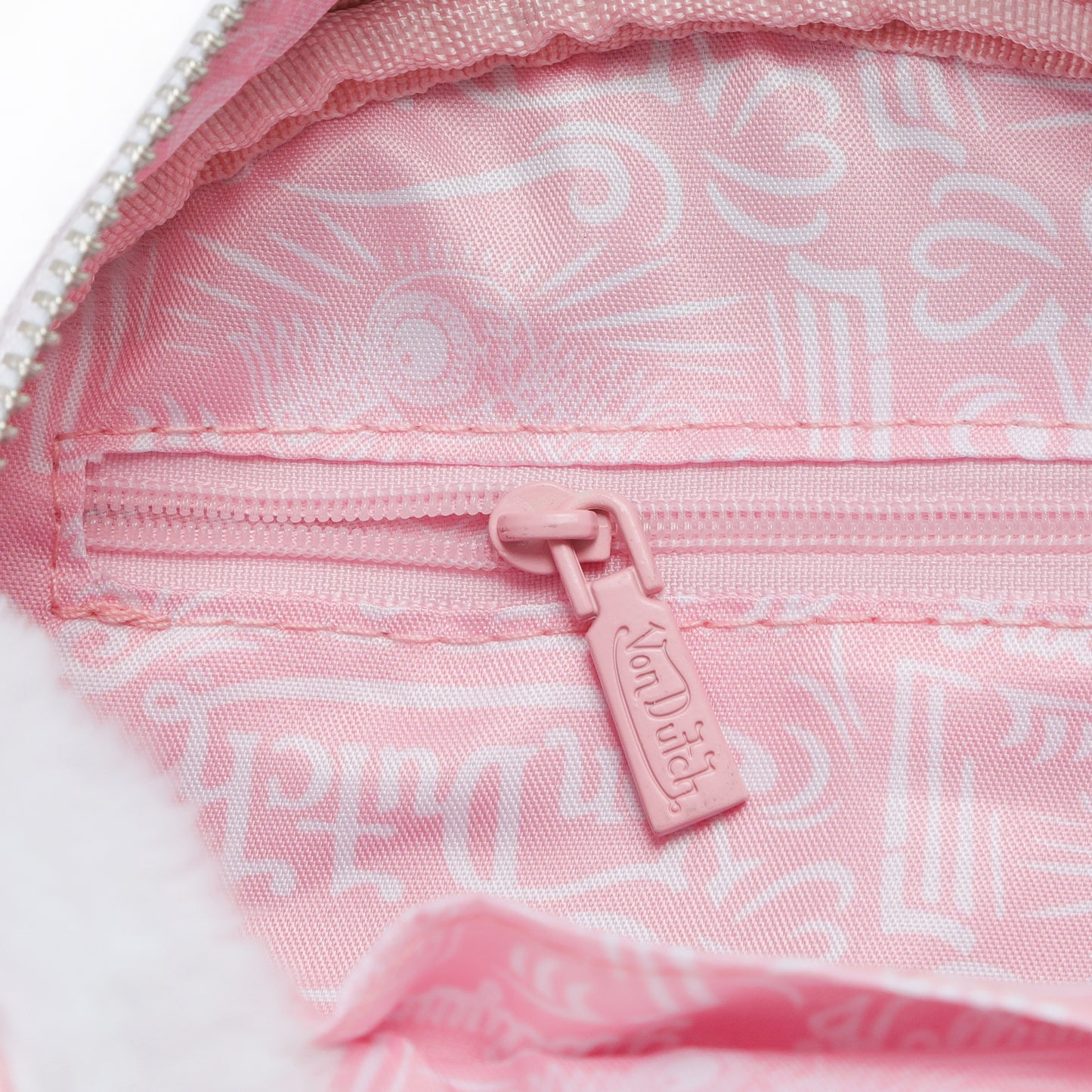 White and Pink Furry Bowling Bag