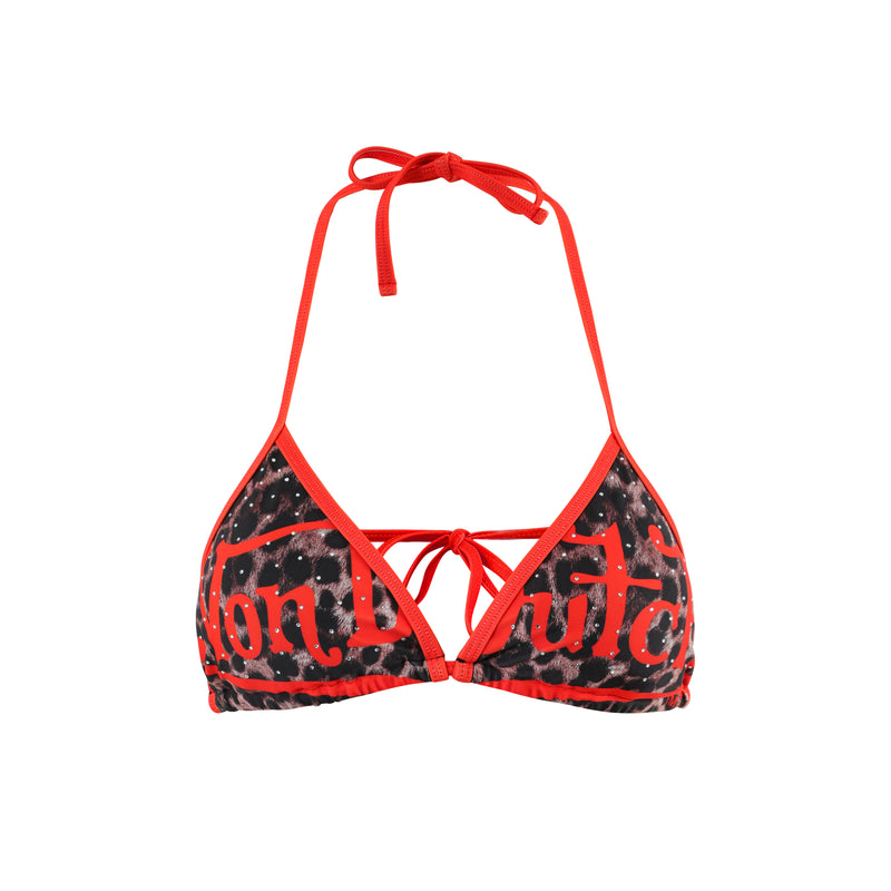 TWO TONE BIKINI TOP - RED LEOPARD