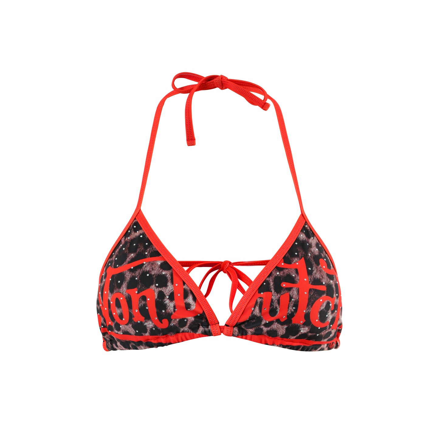 TWO TONE BIKINI TOP - RED LEOPARD