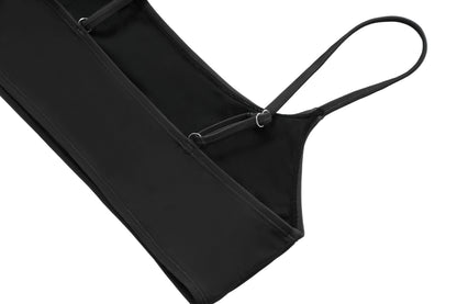 Rhinestone Classic Racing Spaghetti Top - Black