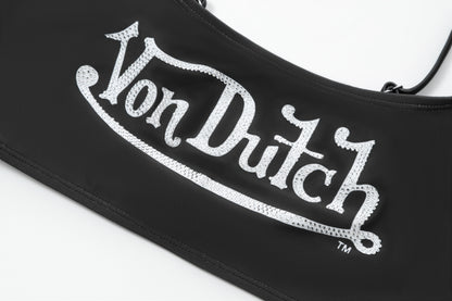 Rhinestone Classic Racing Spaghetti Top - Black