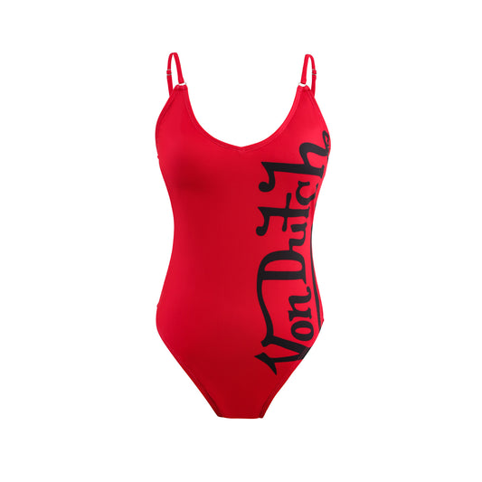 Women's One Piece Suit - Red & Black