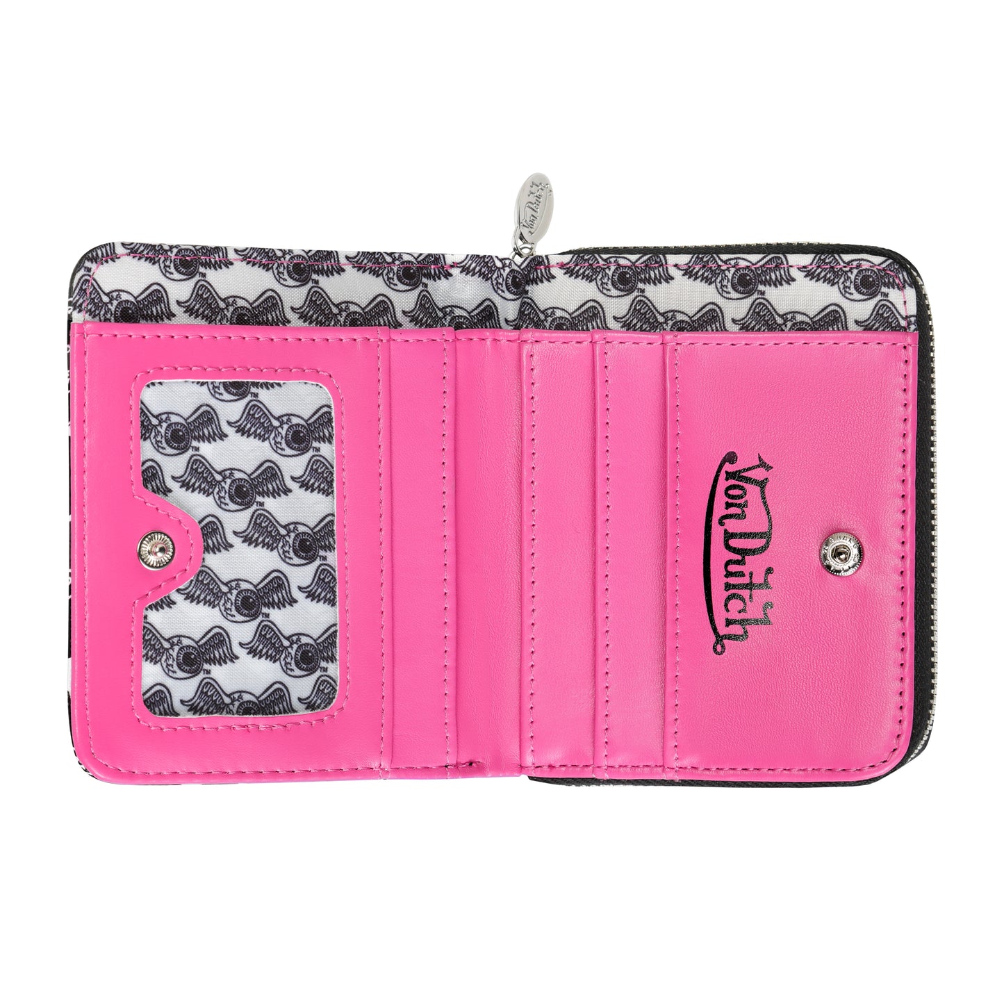 Logo Stamps Zip-Up Wallet - Black