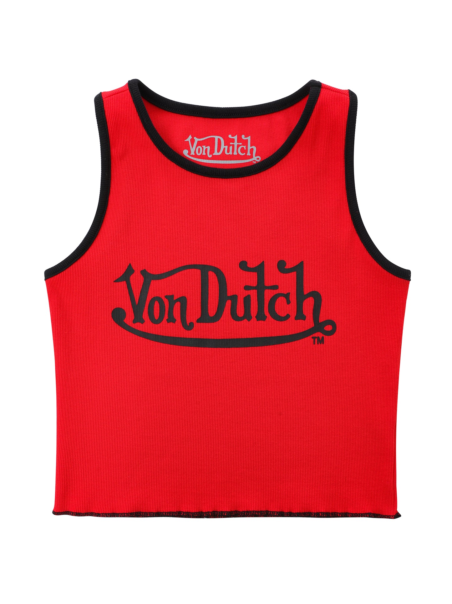 Women's Ribbed Crop Tanks - Red and Black