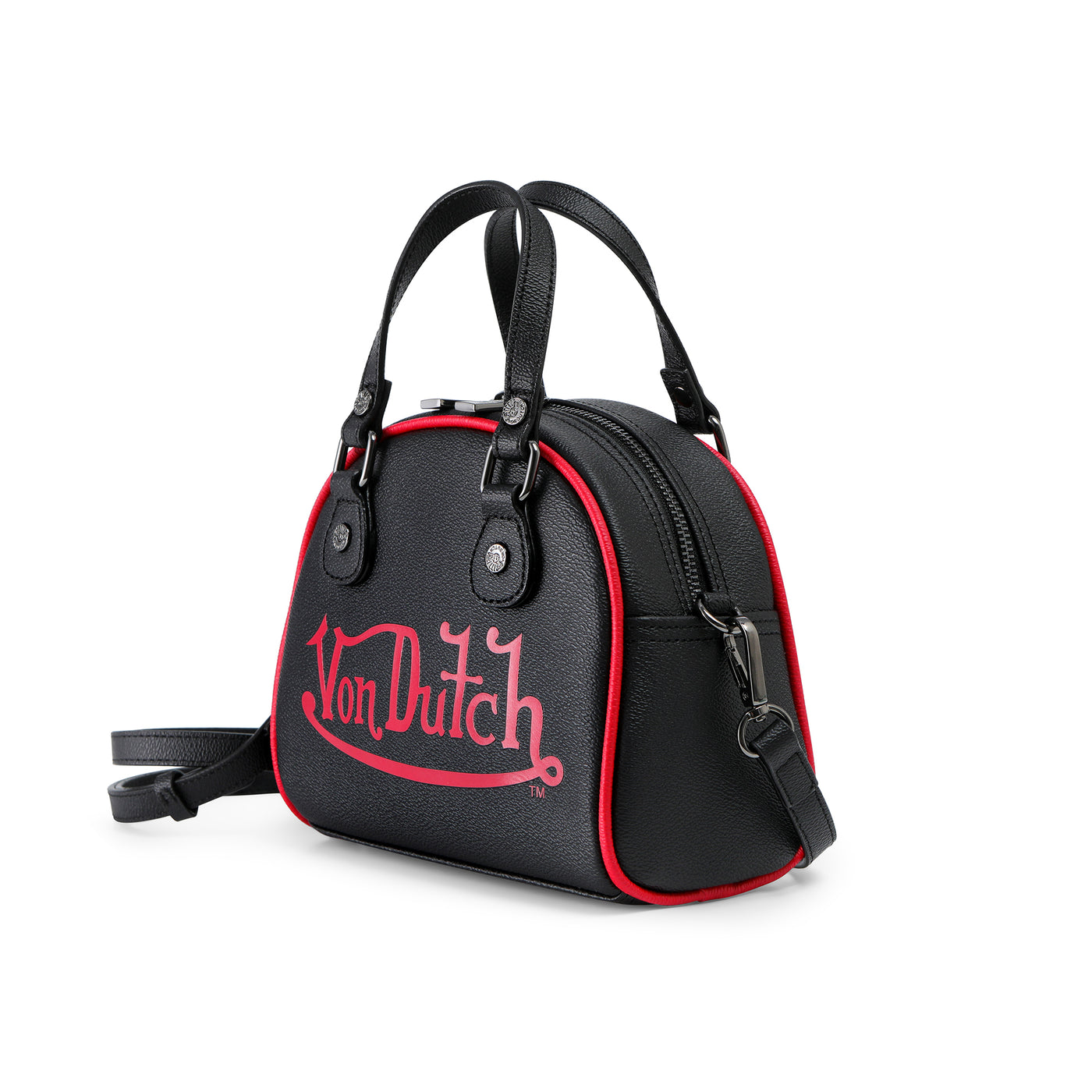 Von Dutch Black & Red Two-Tone Bowling Bag