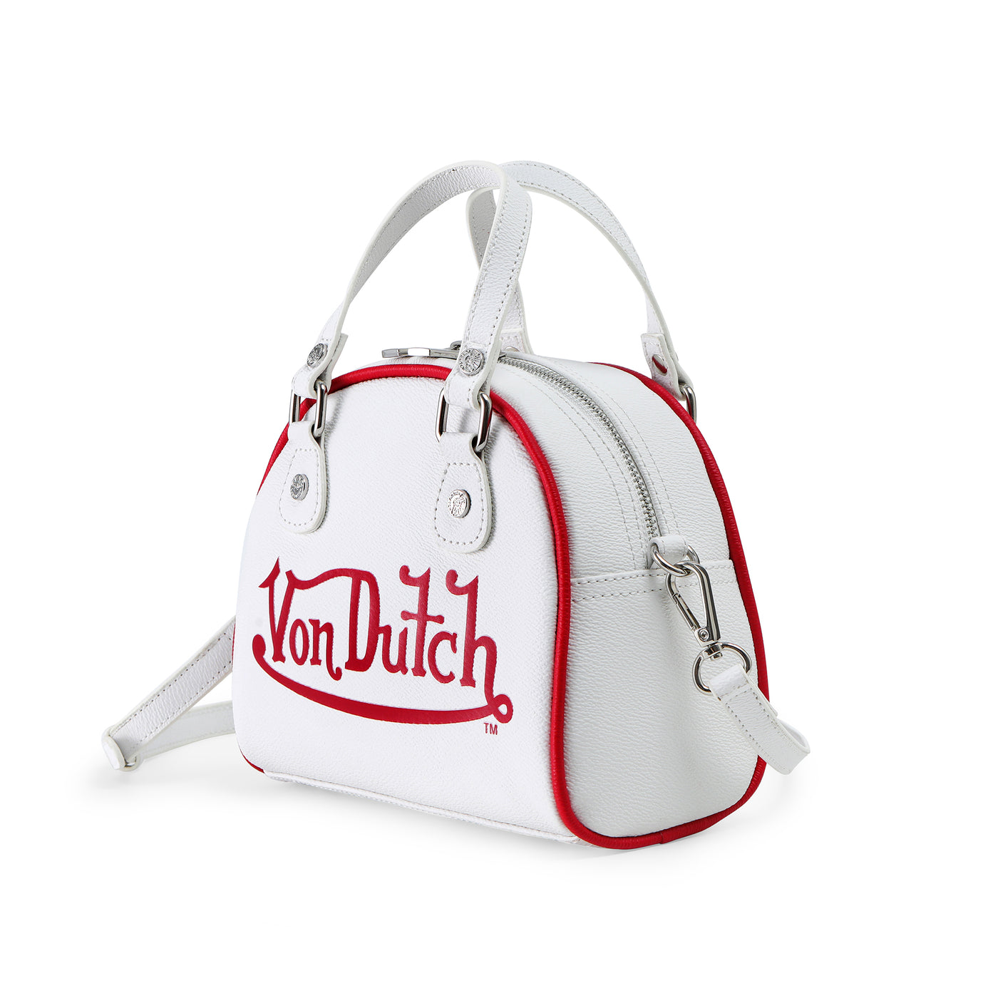 Von Dutch White & Red Two-Tone Bowling Bag