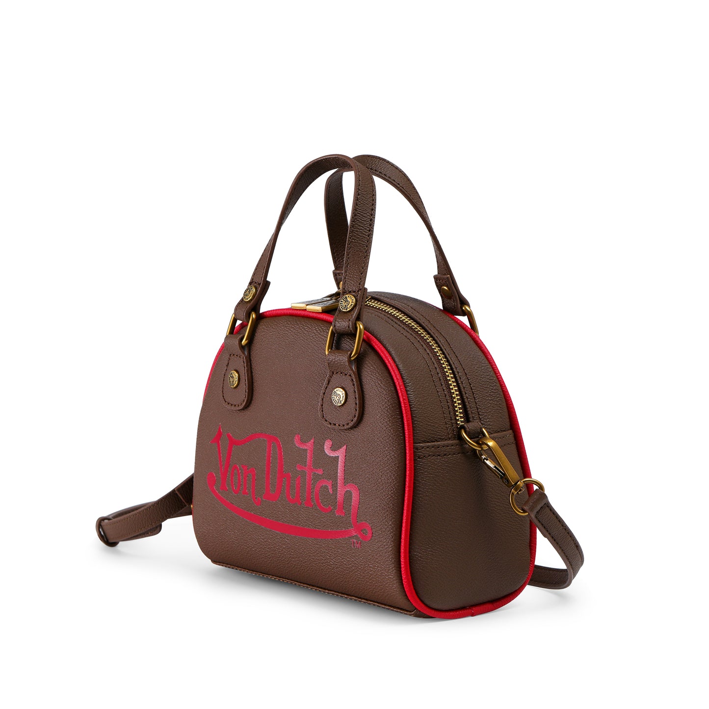 Dark Brown & Red Two-Tone Bowling Bag