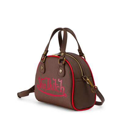 Dark Brown & Red Two-Tone Bowling Bag