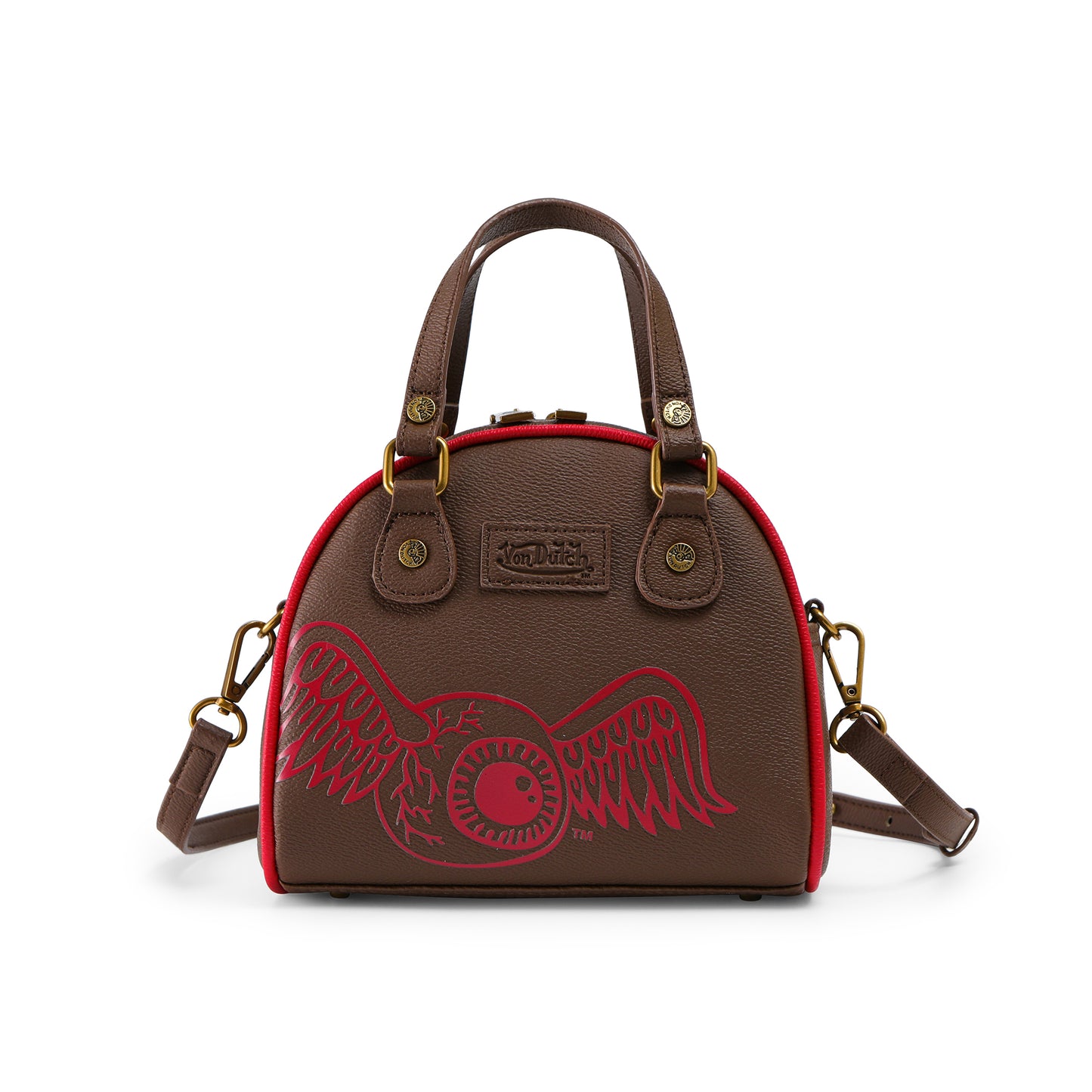 Dark Brown & Red Two-Tone Bowling Bag