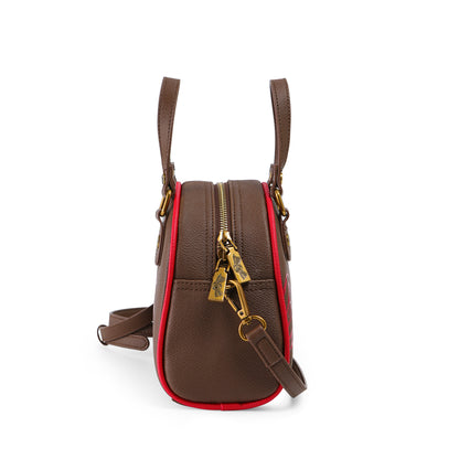 Dark Brown & Red Two-Tone Bowling Bag