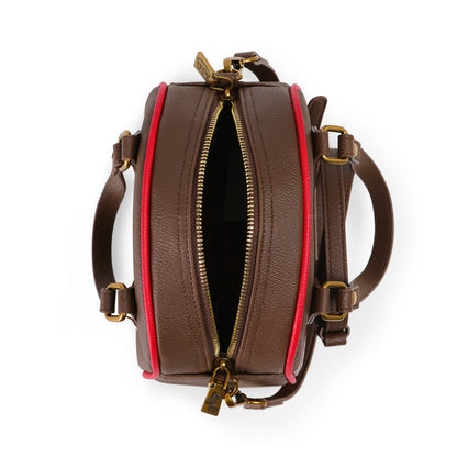 Dark Brown & Red Two-Tone Bowling Bag