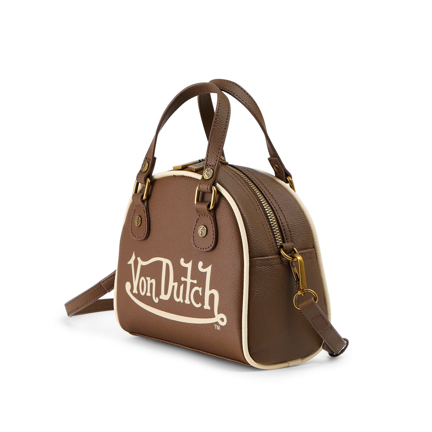 Von Dutch Brown & Tan Two-Tone Bowling Bag