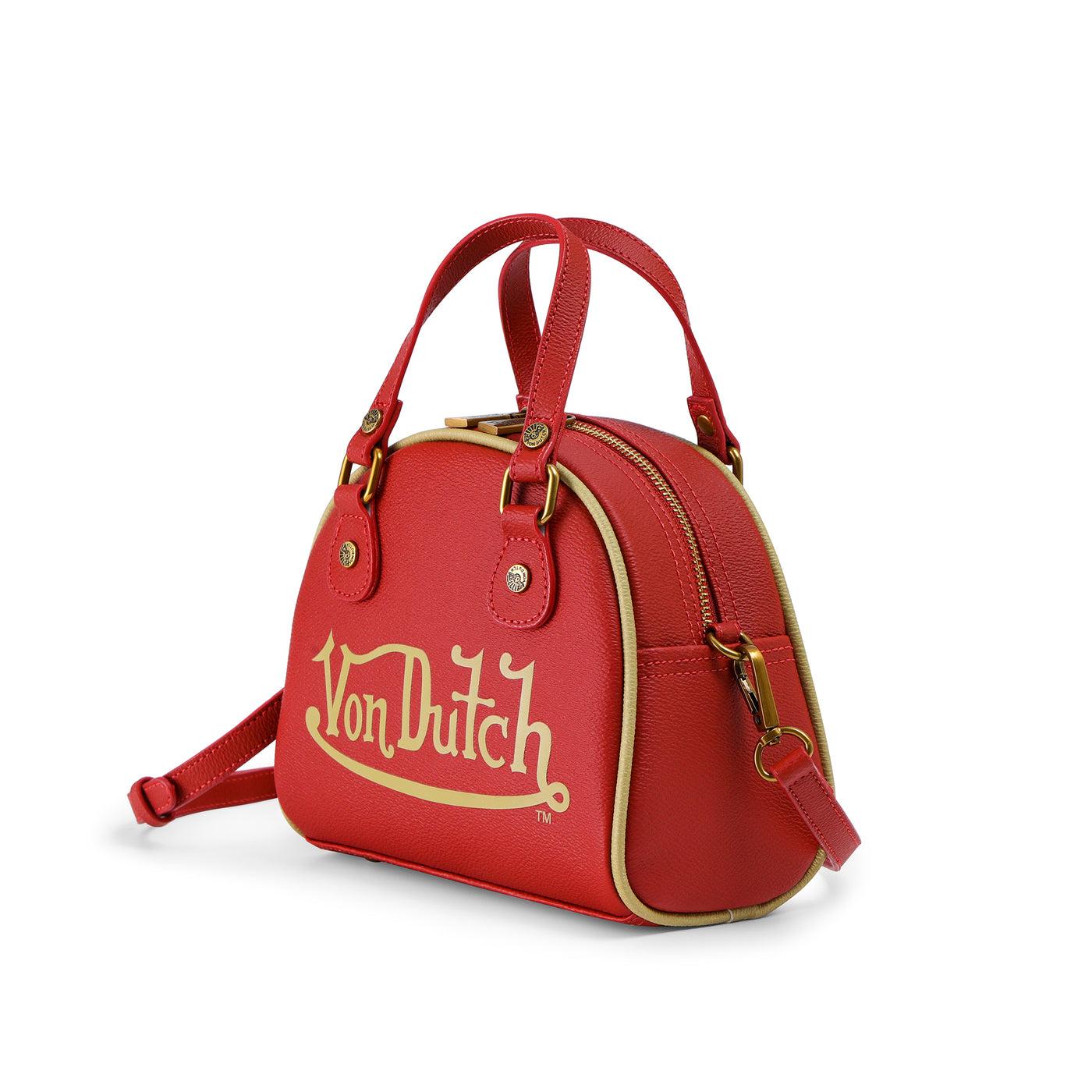 Von Dutch Red & Gold Two-Tone Bowling Bag