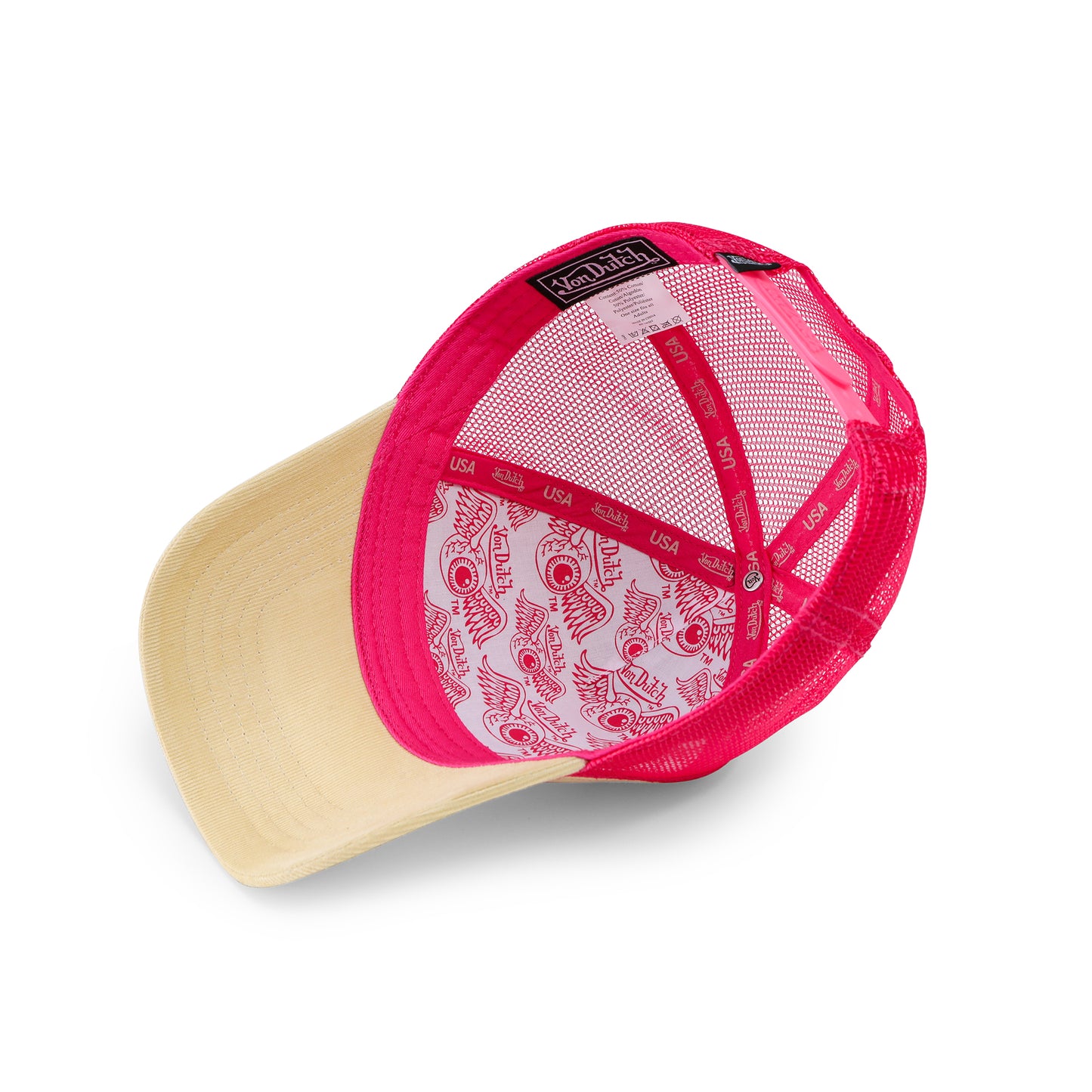 Pink Sequin on Beige Trucker Hat