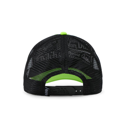 Vegan Pony Hair Trucker Hat -Lime Green Cow Print