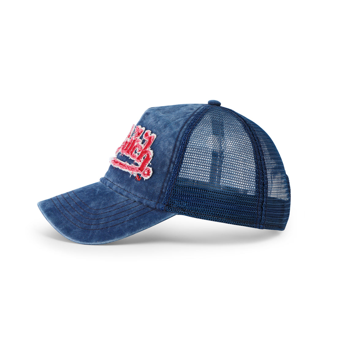 Distressed Denim Navy Trucker Hat