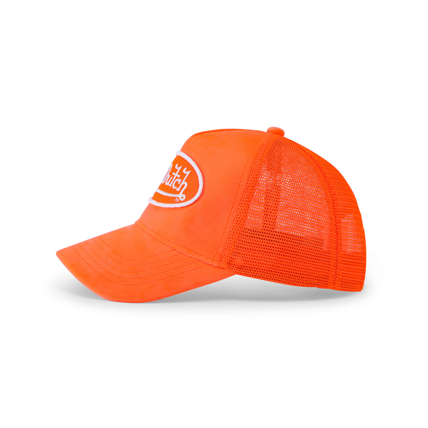 Von Dutch Neon Orange Velvet Trucker Hat