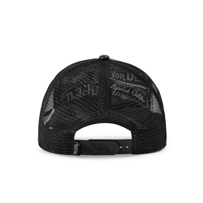 Vegan Leather Trucker Hat - Black Leopard