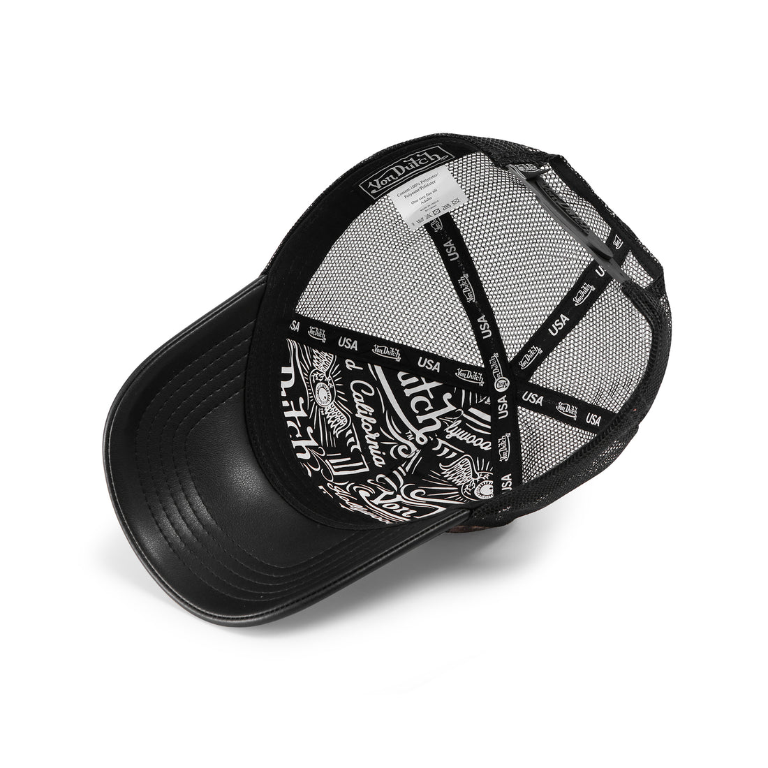 Vegan Leather Trucker Hat - Black Leopard