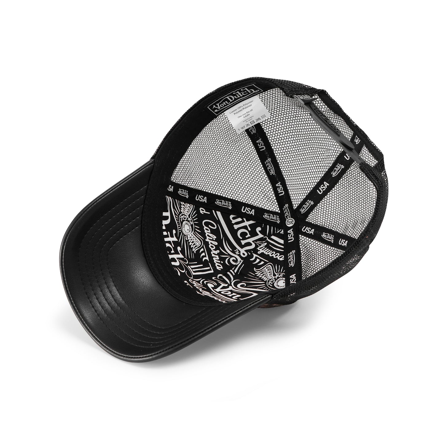 Vegan Leather Trucker Hat - Black Leopard