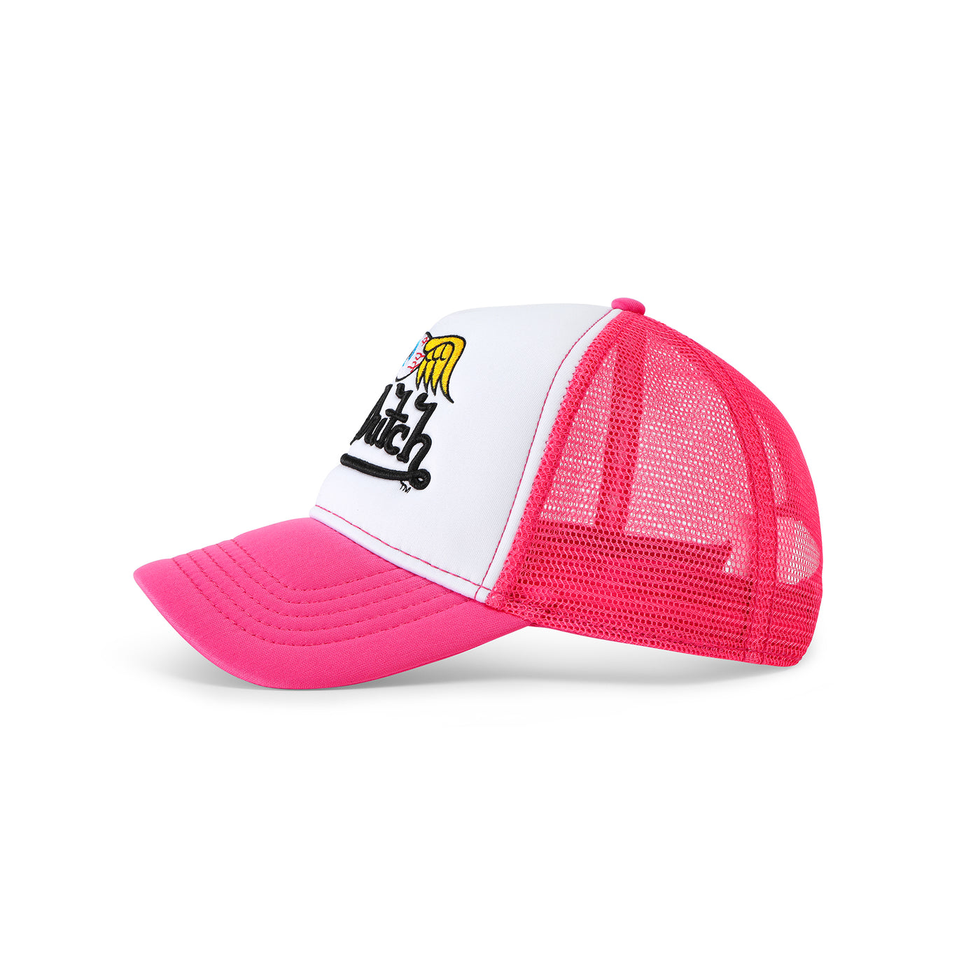 Von Dutch Hot Pink Flying Eyeball Wordmark Trucker Hat