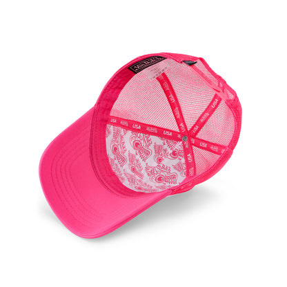 Hot Pink Flying Eyeball Wordmark Trucker Hat