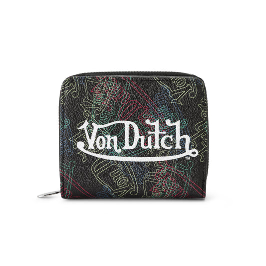 Neon Logos All Over Print Zip-Up Wallet