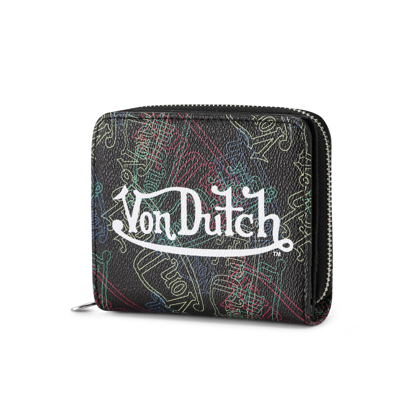 Neon Logos All Over Print Zip-Up Wallet