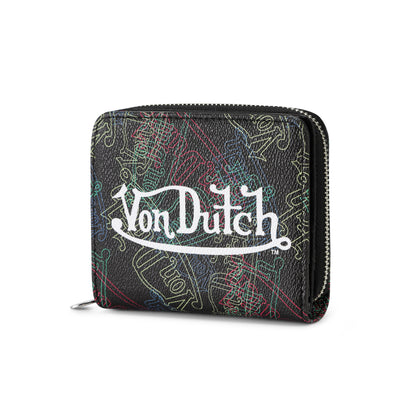 Neon Logos All Over Print Zip-Up Wallet