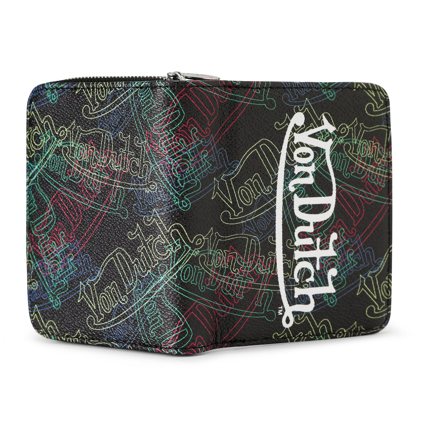 Neon Logos All Over Print Zip-Up Wallet