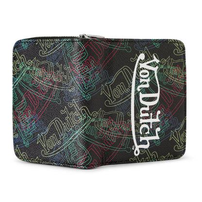 Neon Logos All Over Print Zip-Up Wallet