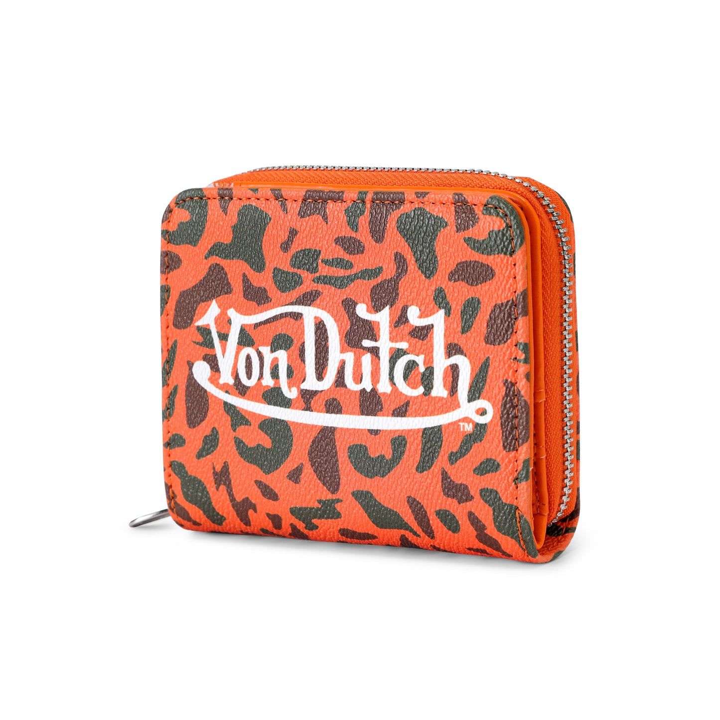 Orange Camo Print Zip-Up Wallet