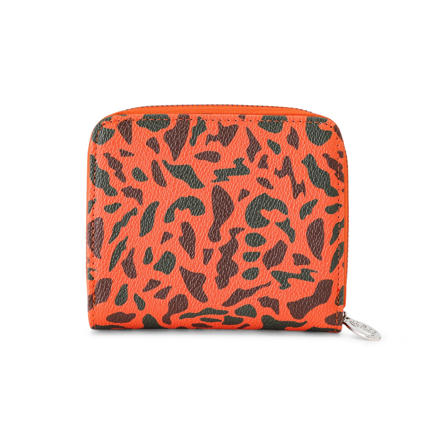Orange Camo Print Zip-Up Wallet