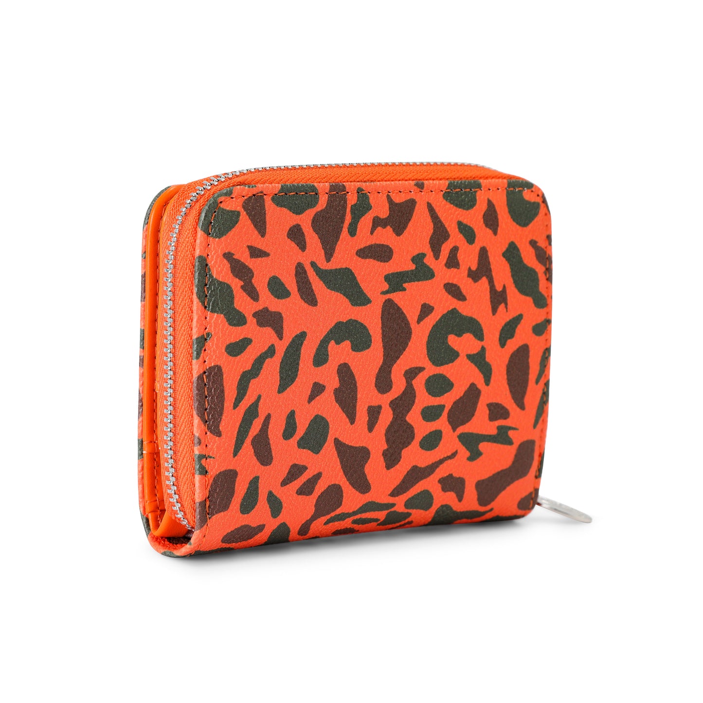 Orange Camo Print Zip-Up Wallet