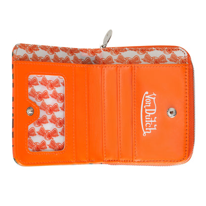 Orange Camo Print Zip-Up Wallet