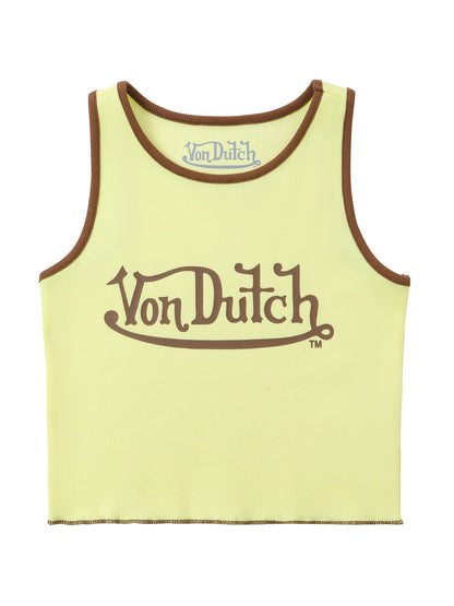 Women's Ribbed Crop Tanks - Yellow and Brown