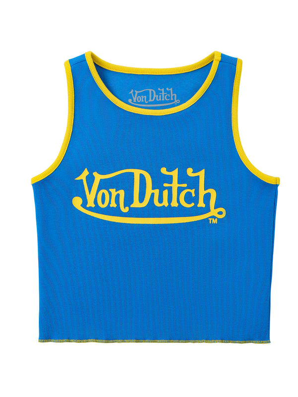 Women's Ribbed Crop Tanks - Sea Blue