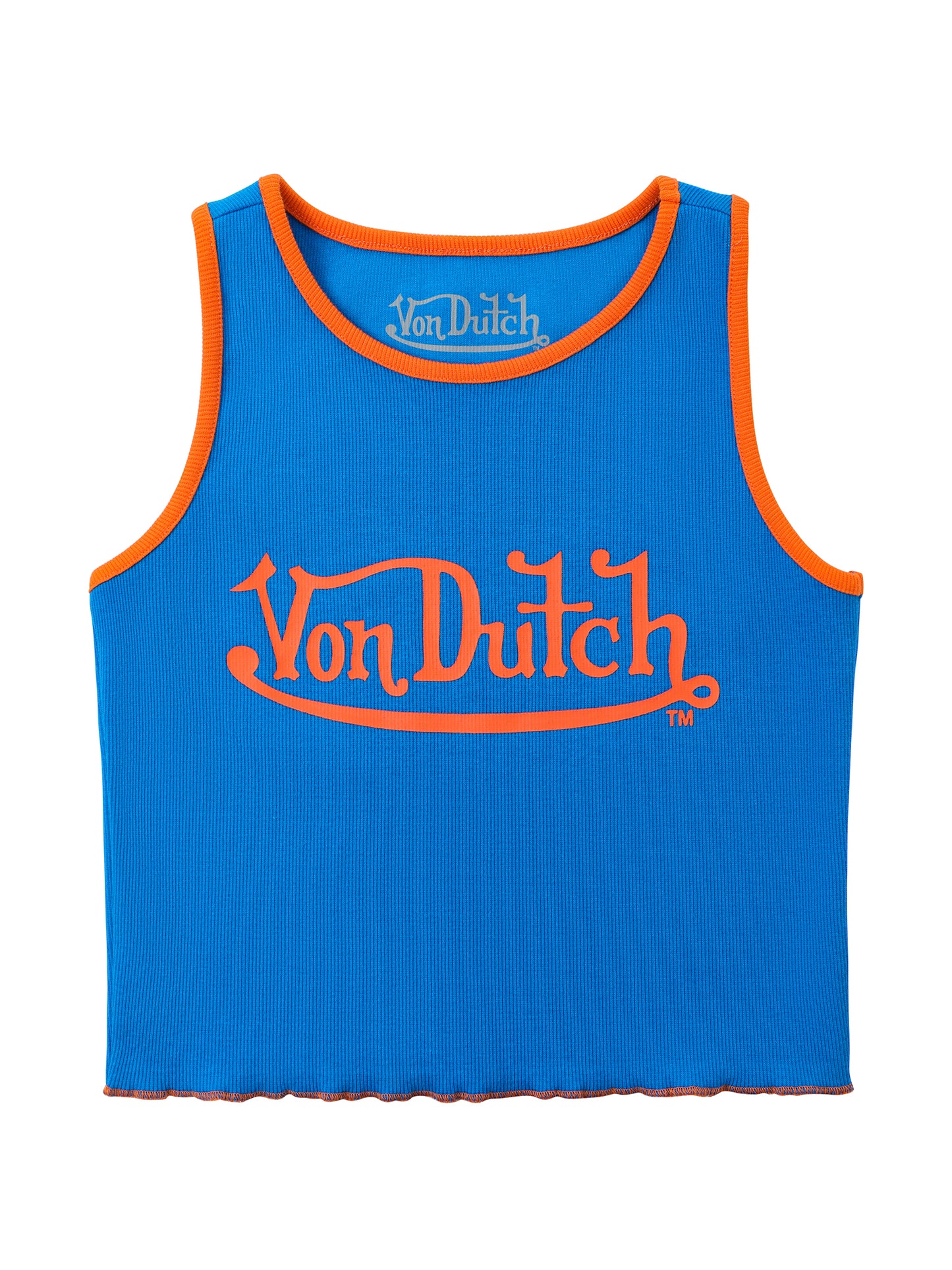 Women's Ribbed Crop Tanks - Blue and Orange