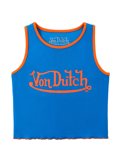 Women's Ribbed Crop Tanks - Blue and Orange