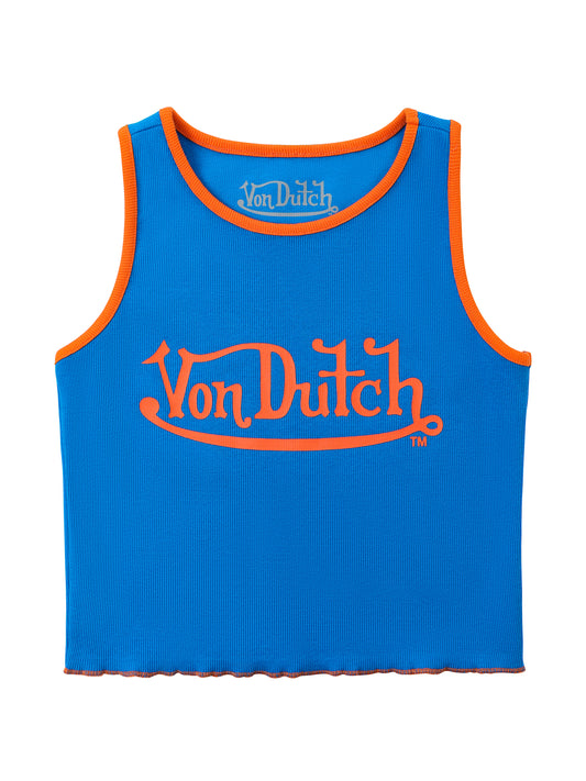 Women's Ribbed Crop Tanks - Blue and Orange