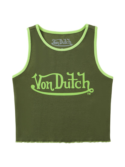 Women's Ribbed Crop Tanks - Green