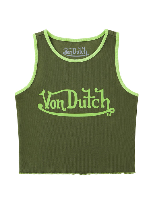 Women's Ribbed Crop Tanks - Green