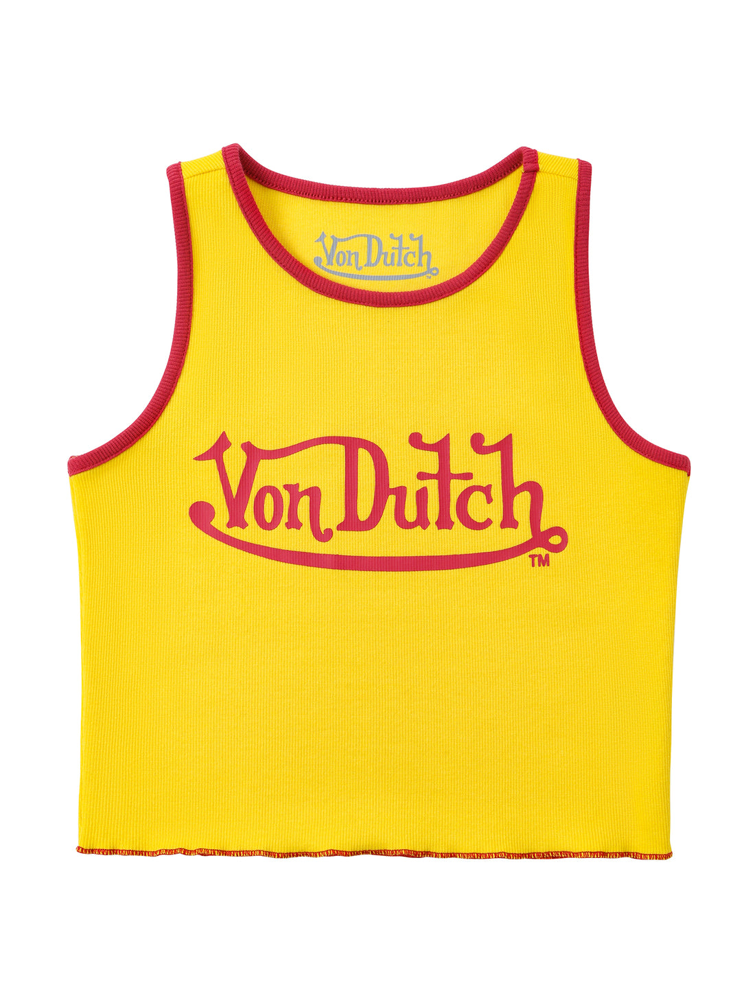 Women's Ribbed Crop Tanks - Gold and Red