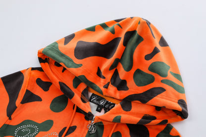 Velour Zip Up - Orange Camo